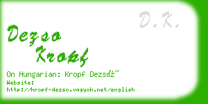 dezso kropf business card